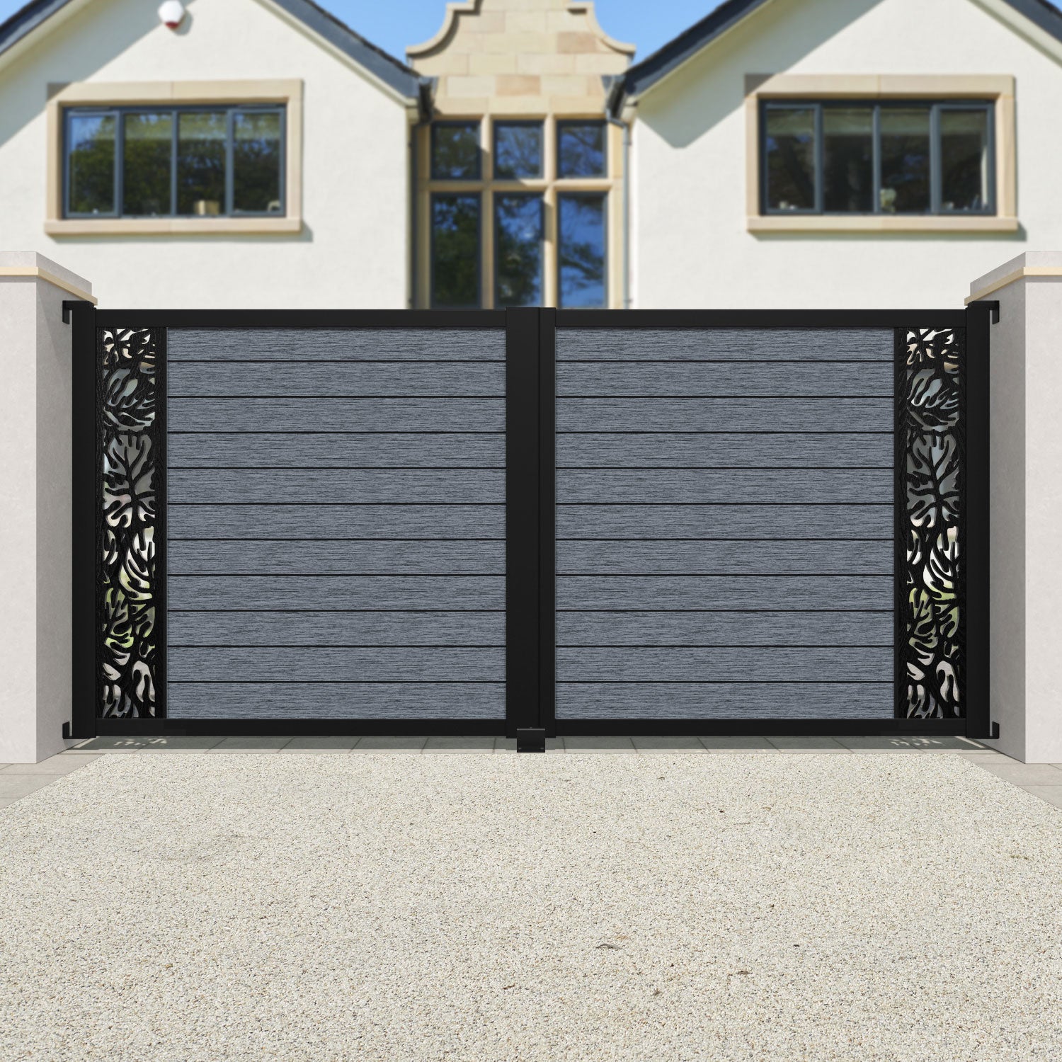 Fusion Botanic Straight Top Driveway Gate - Anthracite - End Screen