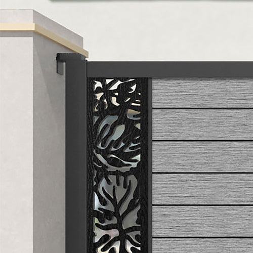 Fusion Botanic Straight Top Driveway Gate - Light Grey - End Screen