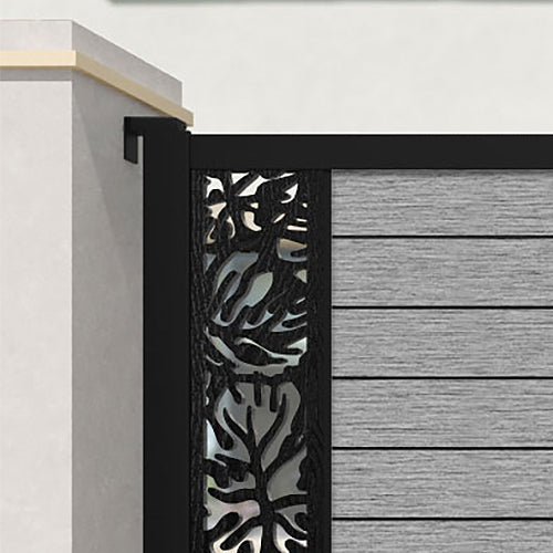 Fusion Botanic Straight Top Driveway Gate - Light Grey - End Screen