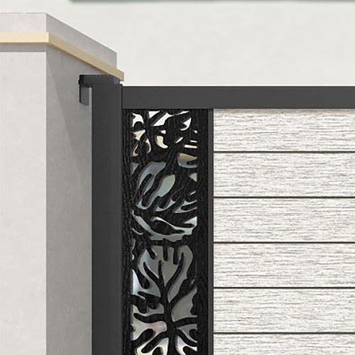 Fusion Botanic Straight Top Driveway Gate - Light Stone - End Screen