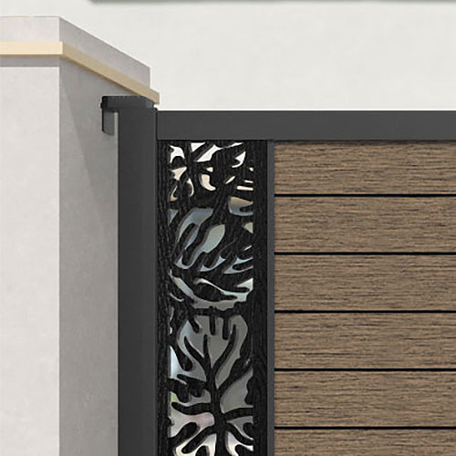 Fusion Botanic Straight Top Driveway Gate - Teak - End Screen