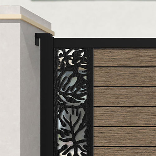 Fusion Botanic Straight Top Driveway Gate - Teak - End Screen