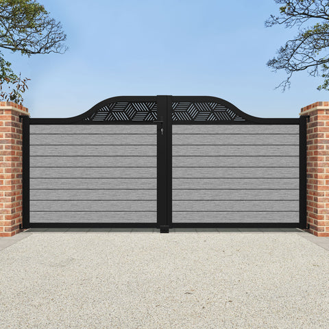Fusion Cubed Curved Top Driveway Gate - Light Grey - Top Screen