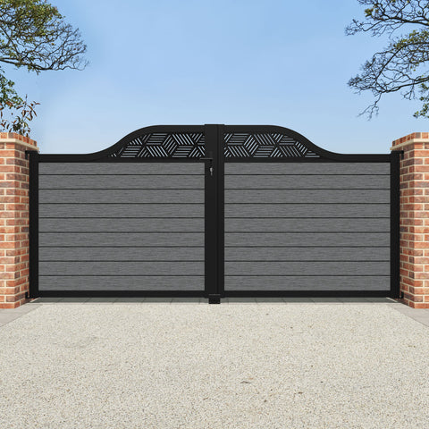 Fusion Cubed Curved Top Driveway Gate - Mid Grey - Top Screen