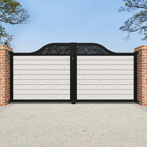 Fusion Cubed Curved Top Driveway Gate - Light Stone - Top Screen
