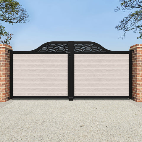 Classic Cubed Curved Top Driveway Gate - Mid Stone - Top Screen