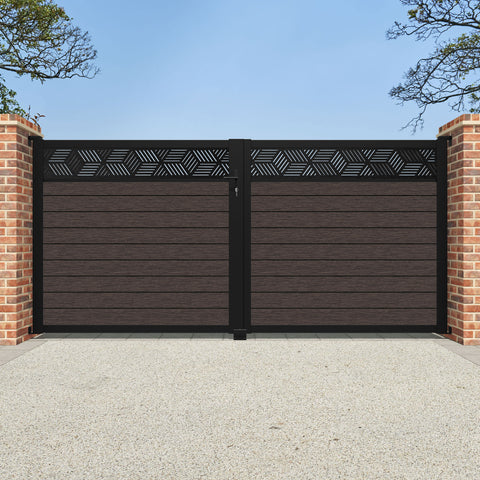 Fusion Cubed Straight Top Driveway Gate - Mid Brown - Top Screen