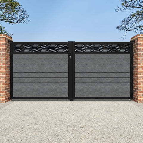 Fusion Cubed Straight Top Driveway Gate - Mid Grey - Top Screen