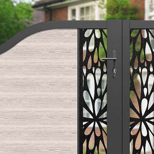 Classic Blossom Curved Top Driveway Gate - Mid Stone - Middle Screen
