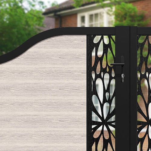 Classic Blossom Curved Top Driveway Gate - Mid Stone - Middle Screen