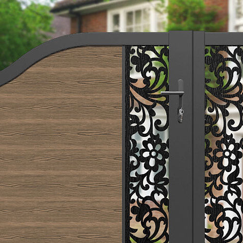 Classic Eden Curved Top Driveway Gate - Teak - Middle Screen