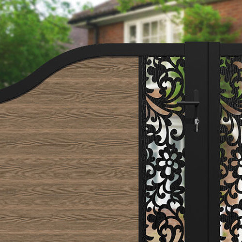 Classic Eden Curved Top Driveway Gate - Teak - Middle Screen