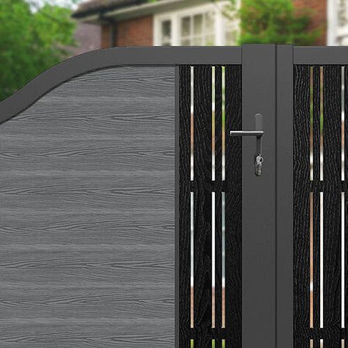 Classic Linea Curved Top Driveway Gate - Mid Grey - Middle Screen