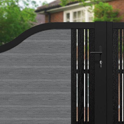 Classic Linea Curved Top Driveway Gate - Mid Grey - Middle Screen