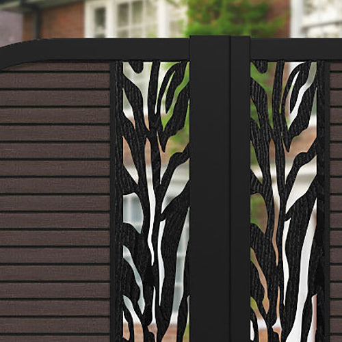 Hudson Malawi Curved Top Driveway Gate - Mid Brown - Middle & End Screen