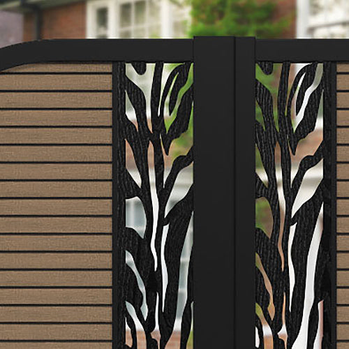 Hudson Malawi Curved Top Driveway Gate - Teak - Middle & End Screen