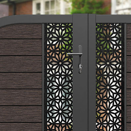 Fusion Narwa Curved Top Driveway Gate - Mid Brown - Middle Screen