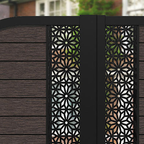 Fusion Narwa Curved Top Driveway Gate - Mid Brown - Middle Screen