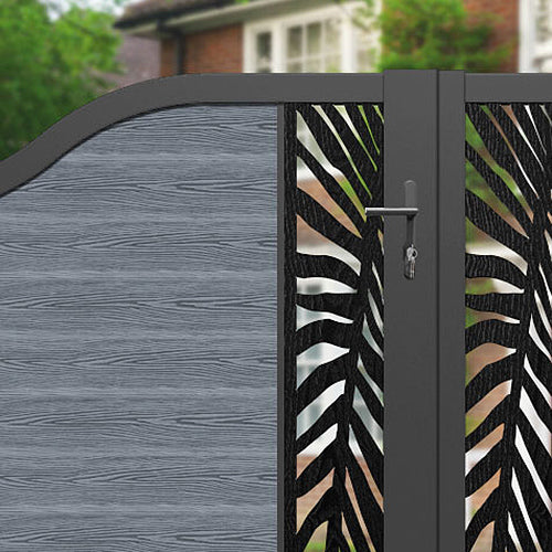 Classic Palm Curved Top Driveway Gate - Anthracite - Middle & End Screen
