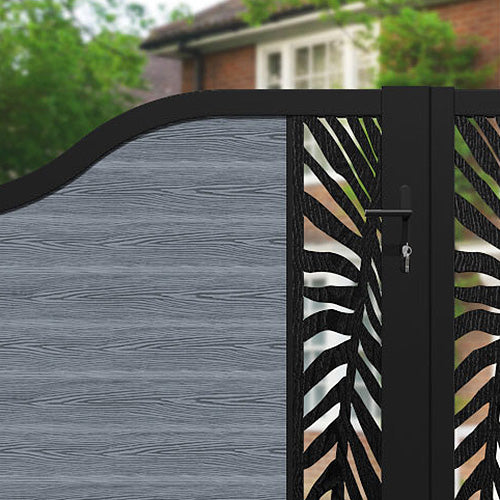 Classic Palm Curved Top Driveway Gate - Anthracite - Middle & End Screen