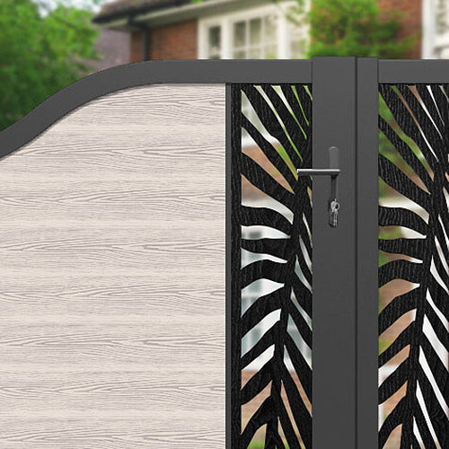 Classic Palm Curved Top Driveway Gate - Mid Stone - Middle & End Screen