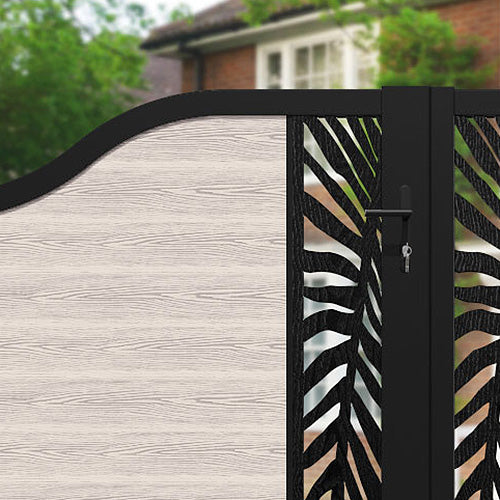 Classic Palm Curved Top Driveway Gate - Mid Stone - Middle & End Screen