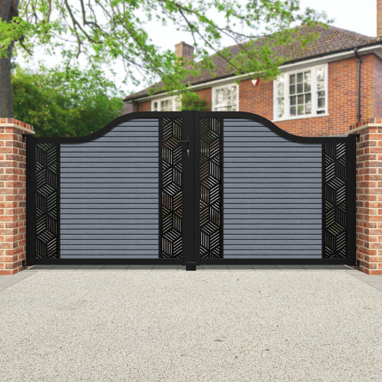 Hudson Cubed Curved Top Driveway Gate - Anthracite - Middle & End Screen
