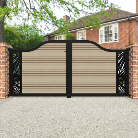Hudson Poppy Curved Top Driveway Gate - Light Oak - End Screen