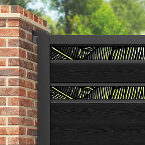 Classic Feather Split Screen Straight Top Driveway Gate - Black - Top Screen