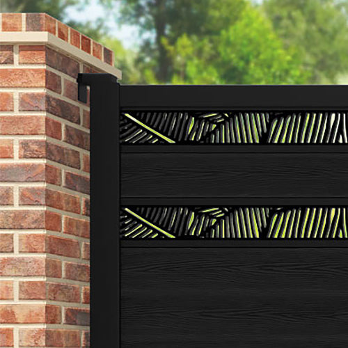 Classic Feather Split Screen Straight Top Driveway Gate - Black - Top Screen
