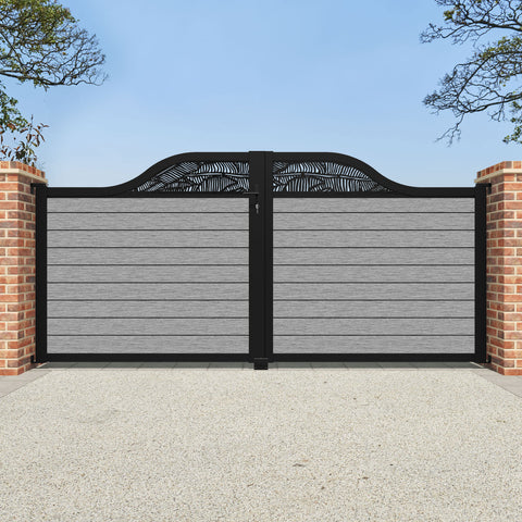 Fusion Feather Curved Top Driveway Gate - Light Grey - Top Screen