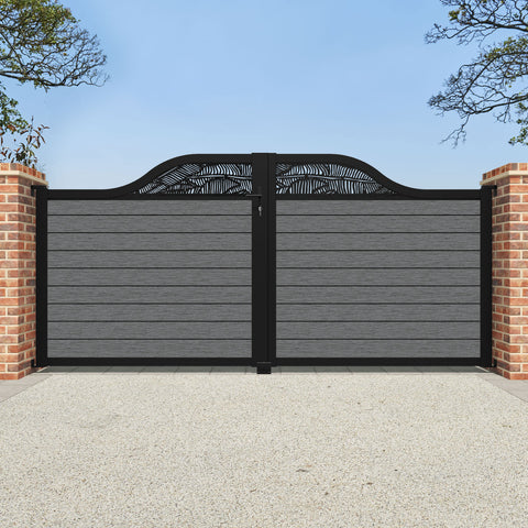 Fusion Feather Curved Top Driveway Gate - Mid Grey - Top Screen