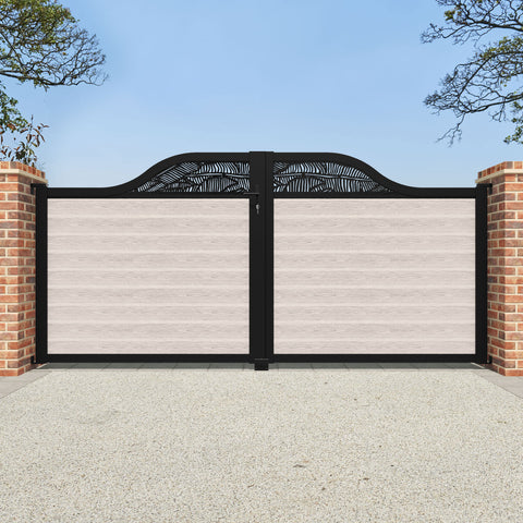 Classic Feather Curved Top Driveway Gate - Mid Stone - Top Screen