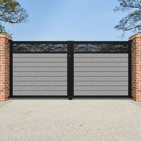 Fusion Feather Straight Top Driveway Gate - Light Grey - Top Screen