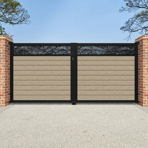 Fusion Feather Straight Top Driveway Gate - Light Oak - Top Screen