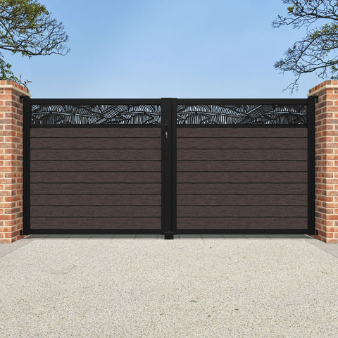 Fusion Feather Straight Top Driveway Gate - Mid Brown - Top Screen