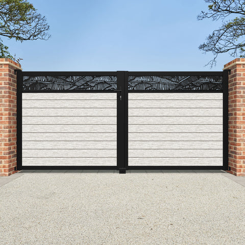Fusion Feather Straight Top Driveway Gate - Light Stone - Top Screen