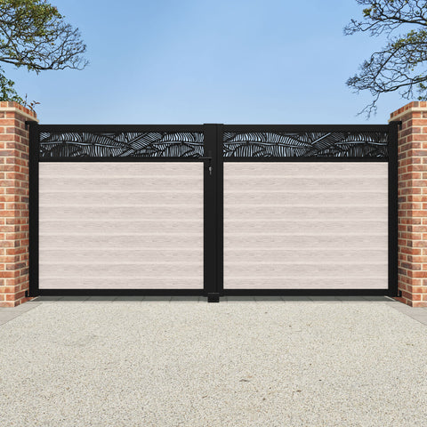 Classic Feather Straight Top Driveway Gate - Mid Stone - Top Screen