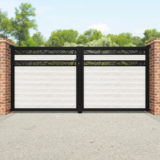 Classic Feather Split Screen Straight Top Driveway Gate - Light Stone - Top Screen