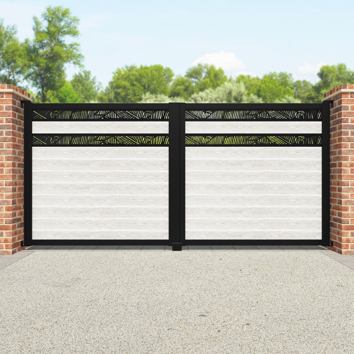 Classic Feather Split Screen Straight Top Driveway Gate - Light Stone - Top Screen