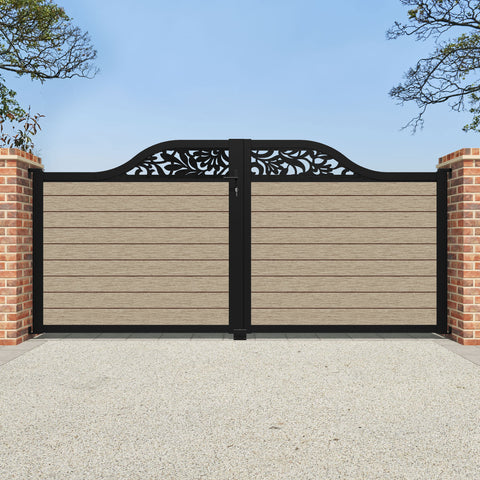 Fusion Heritage Curved Top Driveway Gate - Light Oak - Top Screen