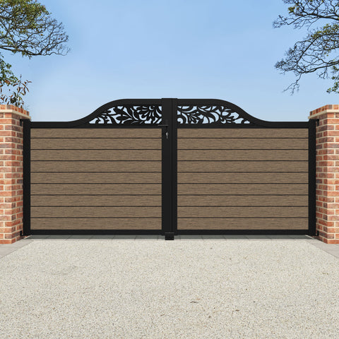 Fusion Heritage Curved Top Driveway Gate - Teak - Top Screen