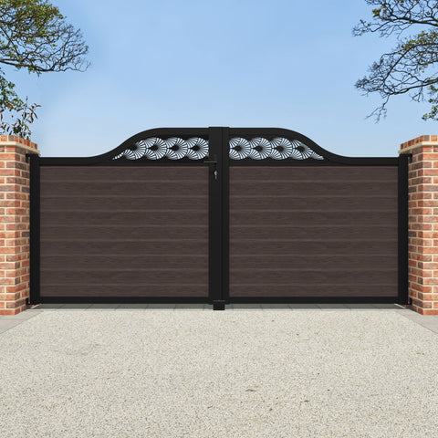 Classic Laurel Curved Top Driveway Gate - Mid Brown - Top Screen