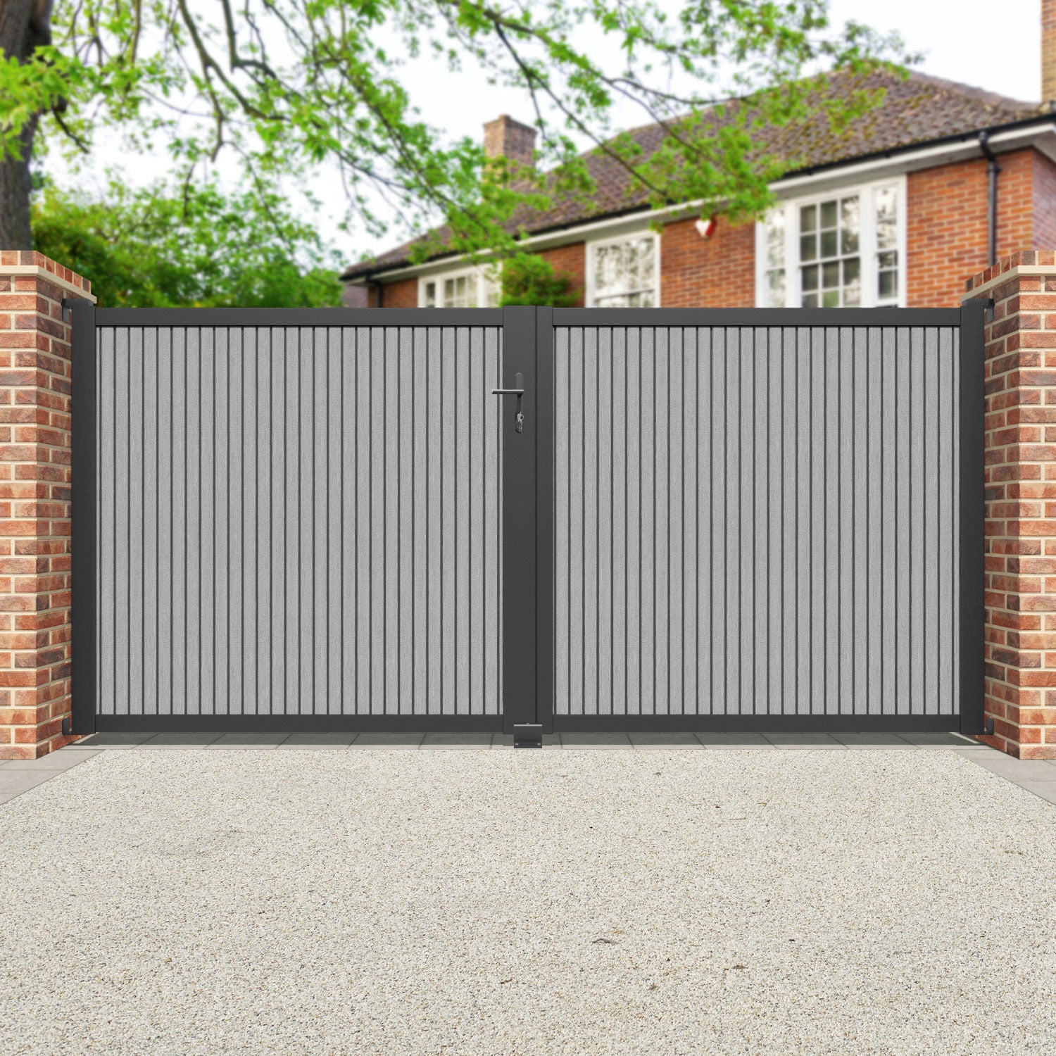 Virtis Light Grey Straight Top Driveway Gate