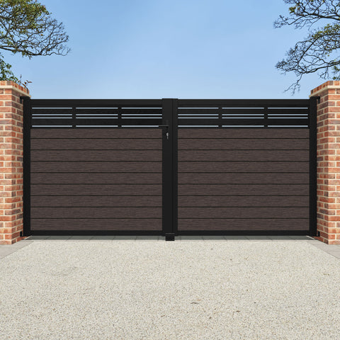 Fusion Linea Straight Top Driveway Gate - Mid Brown - Top Screen
