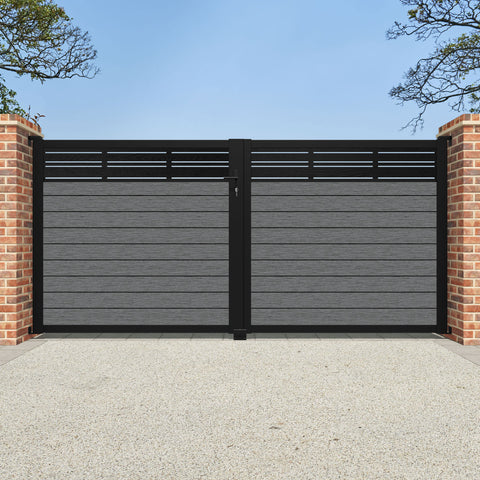 Fusion Linea Straight Top Driveway Gate - Mid Grey - Top Screen