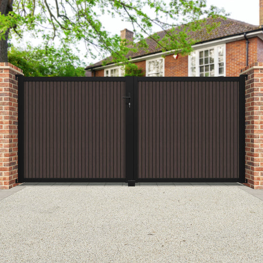Virtis Mid Brown Straight Top Driveway Gate
