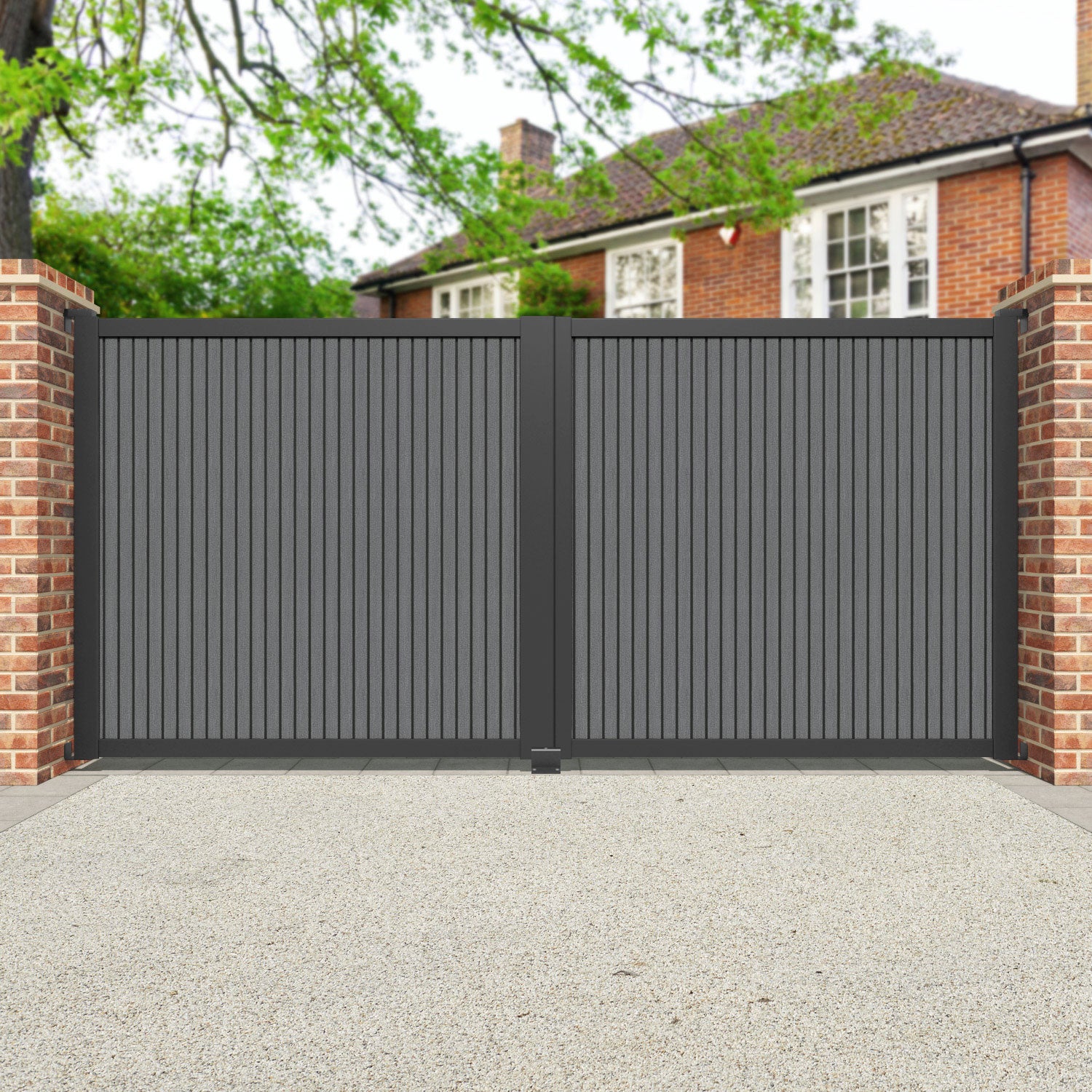 Virtis Mid Grey Straight Top Driveway Gate