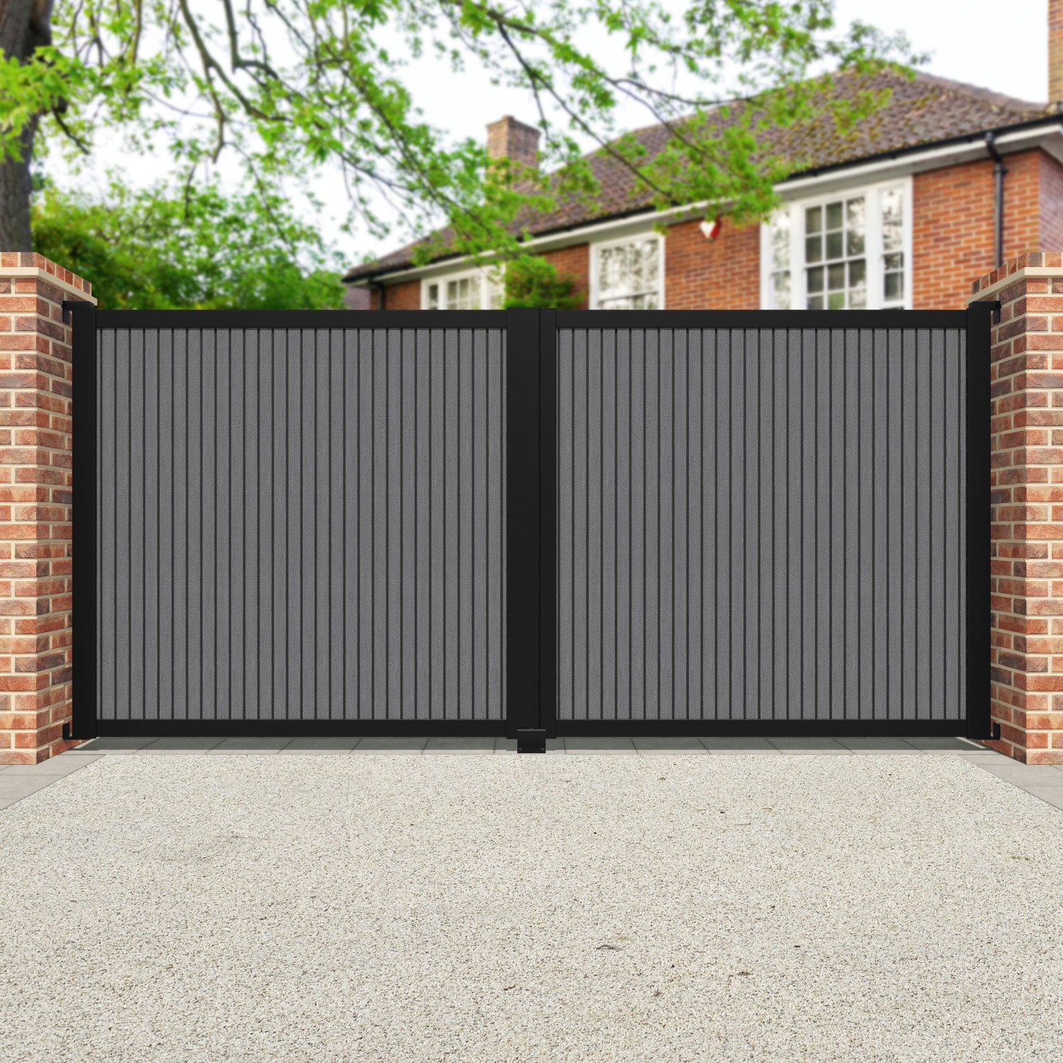 Virtis Mid Grey Straight Top Driveway Gate