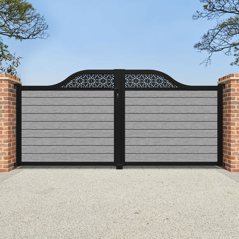 Fusion Narwa Curved Top Driveway Gate - Light Grey - Top Screen